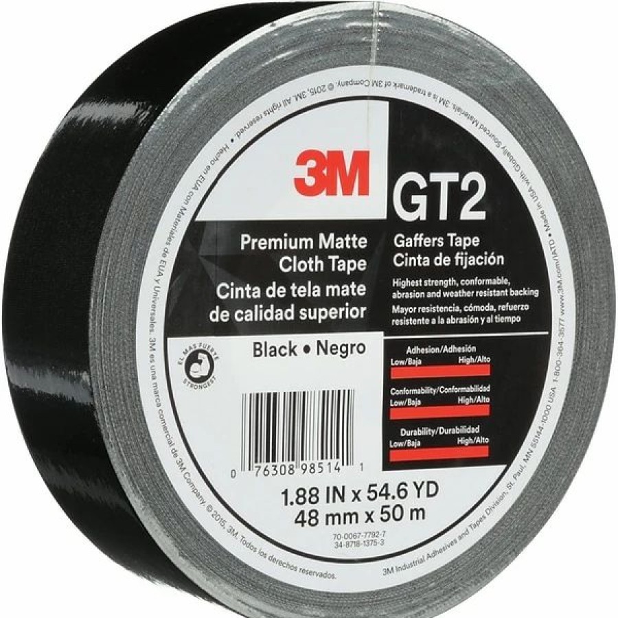 Packing Tape & Dispensers * | Gaffer'S Tape 3M Gt2 Gaffers Tape, 2 X 60 Yds., Black, 3/Case (T987Gt2B3Pk)