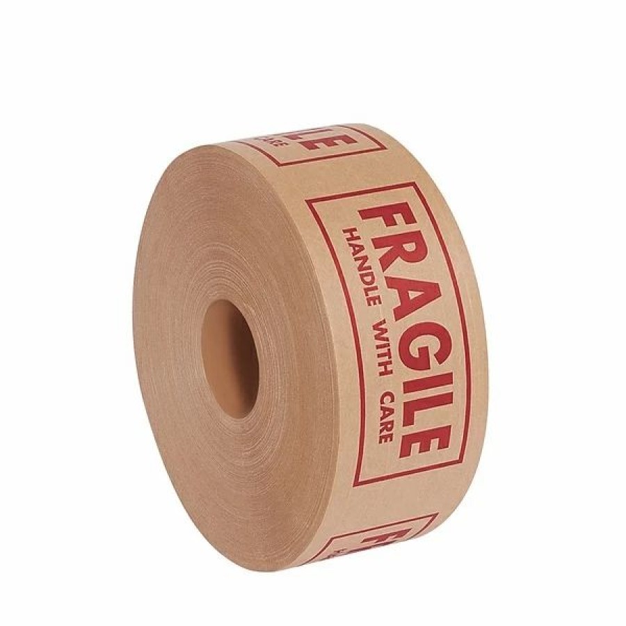 Packing Tape & Dispensers * | Paper Tape Tape Logic #7500 Pre-Printed Reinforced Water Activated Tape, "Fragile", 3 X 450 , Kraft, 10/Case (T9077500F)