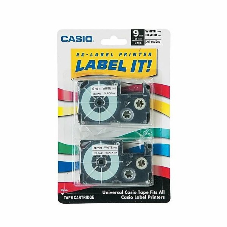 Label Maker Tapes & Printer Labels * | Casio Tape Cassette For Label Printers Casio Xr-9We2S Label Maker Tapes, 0.35 W, Black On White, 2/Pack