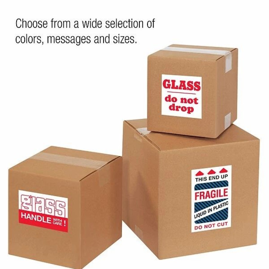 Filing Accessories * | Packaging Max Labels Tape Logic Fragile Glass Handle With Care Staples Shipping Label, 3 X 5 , 500/Roll