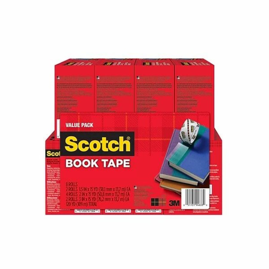 Tape * | Clear Tape Scotch Book Tape, Transparent, Value Pack, Various Widths In Sizes, 3 Core, 8 Rolls (845-Vp)