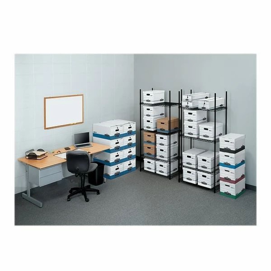 Filing Accessories * | Bankers Box Bankers Box Liberty Heavy-Duty Corrugated File Storage Boxes, Letter Size, White/Blue, 4/Carton (0001103)