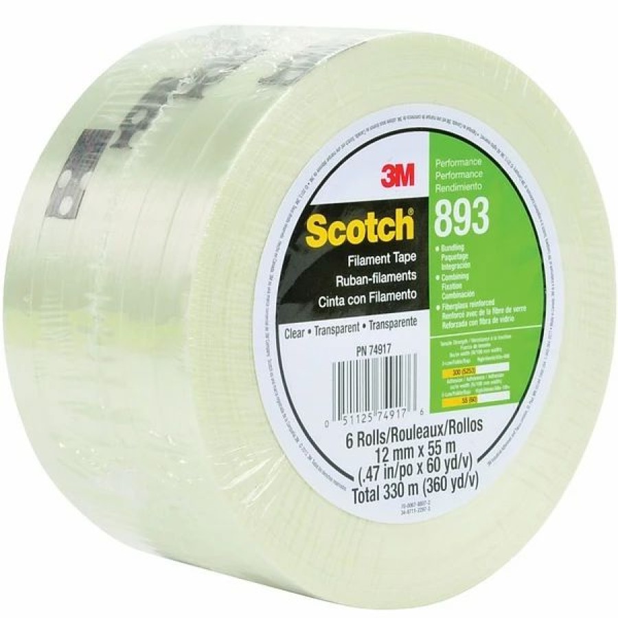 Packing Tape & Dispensers * | Scotch Filament Tape 893, Clear, 12 Mm X 55 M, 1/Roll (893-12)