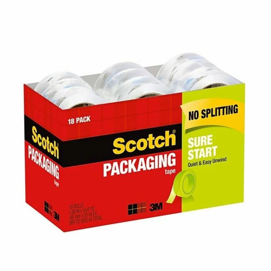 Packing Tape & Dispensers * | Scotch Sure Start Packaging Tape, 1.88 In X 54.6 Yds, Clear, 18 Rolls (3450-18Cp)