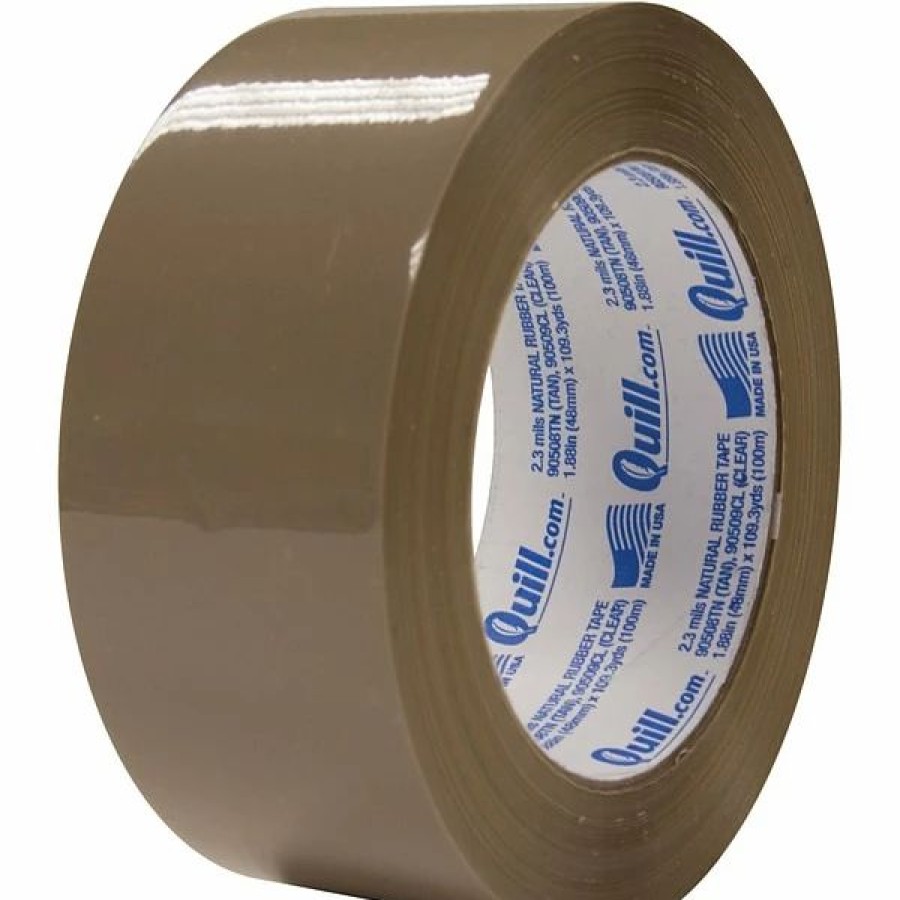 Packing Tape & Dispensers * | Packaging Tape Quill Brand Medium-Duty Natural Rubber Packing Tape, 2.3 Mil, 2 X 110 Yds., Tan, 6/Pack, (C601/90508Tn)