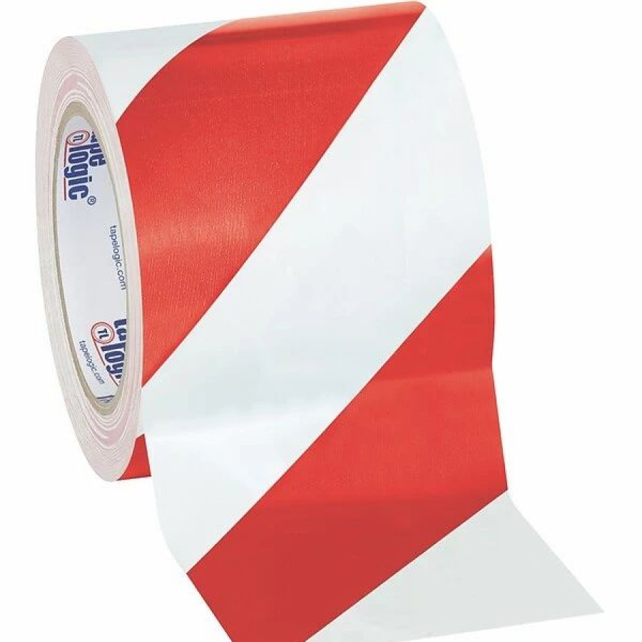 Tape * | Tape Logic Striped Vinyl Safety Tapes Tape Logic 4 X 36 Yds. Striped Vinyl Safety Tape, Red/White, 3/Pack