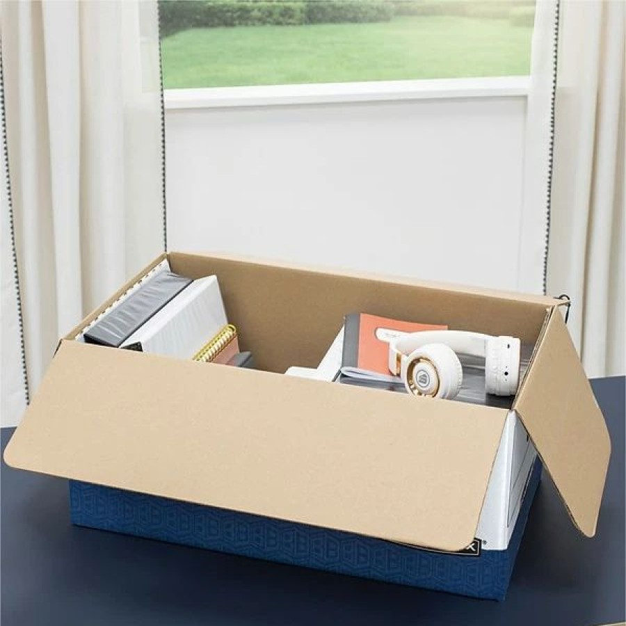 Filing Accessories * | Bankers Box Bankers Box Heavy-Duty Corrugated File Storage Boxes, String & Button, Legal Size, White/Blue, 12/Carton (00012)