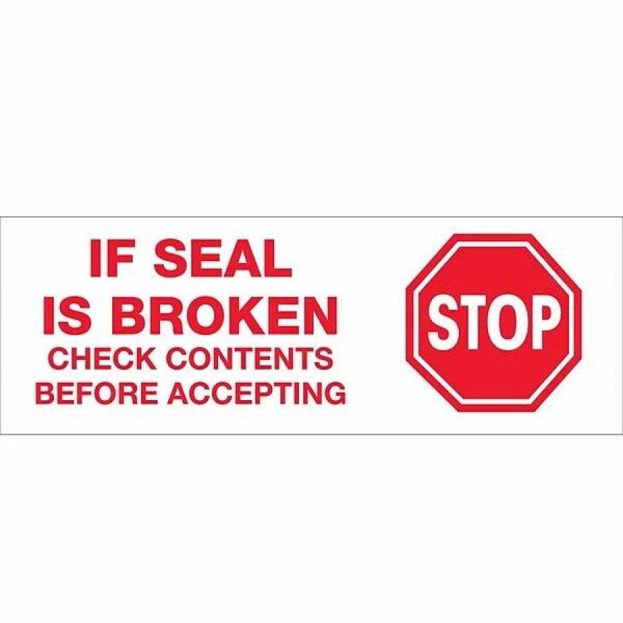 Tape * | Security Tape Tape Logic 3 Pre Printed "Stop If Seal Is Broken" Carton Sealing Tape, Red On White, 6/Pack