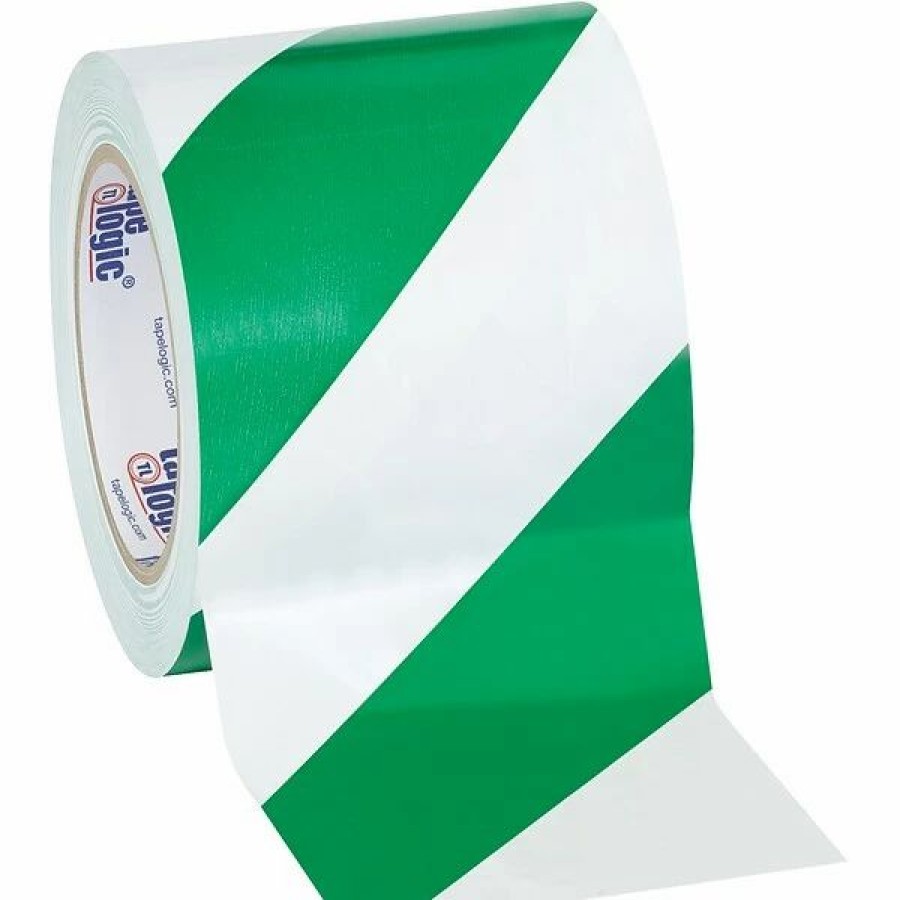 Tape * | Tape Logic Striped Vinyl Safety Tapes Tape Logic 4 X 36 Yds. Striped Vinyl Safety Tape, Green/White, 3/Pack