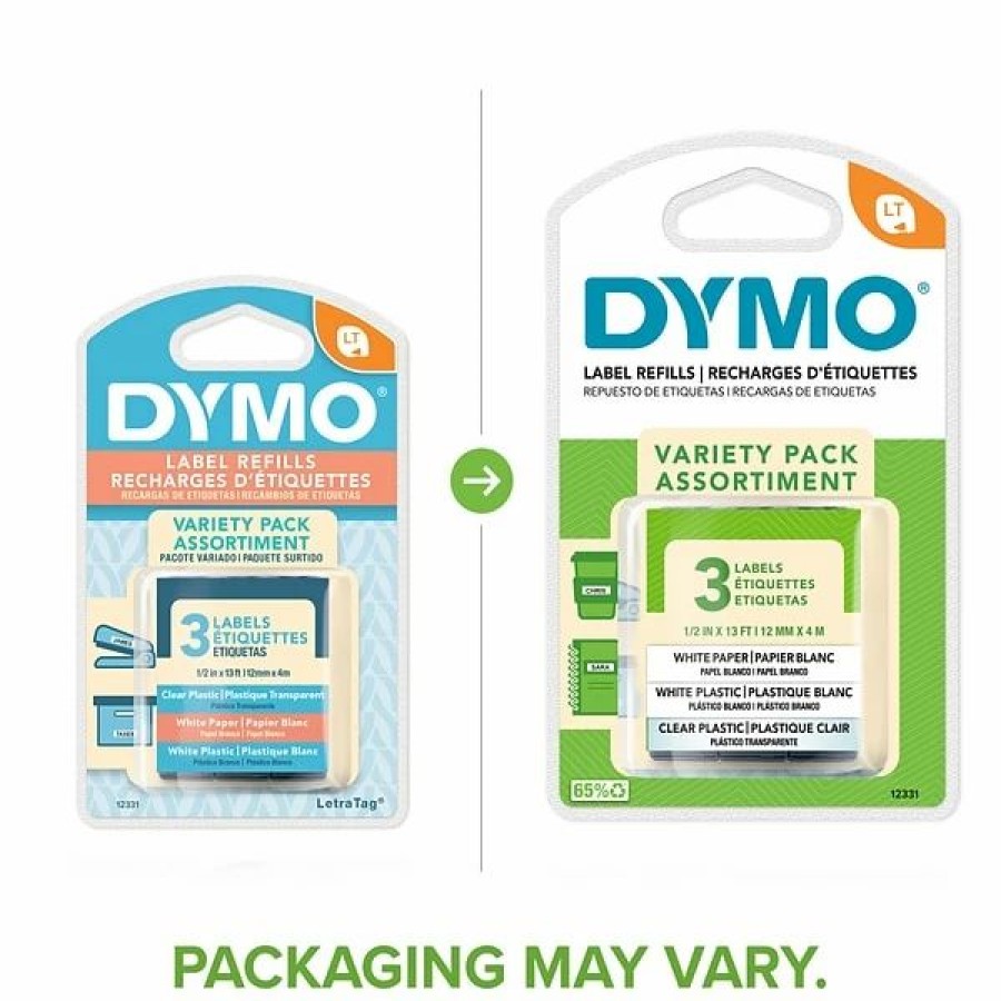 Label Maker Tapes & Printer Labels * | Dymo Labelmaker Tapes Dymo Letratag Multi-Pack 12331 Label Maker Tapes, 0.5 W, Variety Pack Assortment, 3/Pack