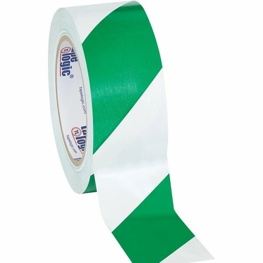 Tape * | Tape Logic Striped Vinyl Safety Tapes Tape Logic 2 X 36 Yds. Striped Vinyl Safety Tape, Green/White, 3/Pack