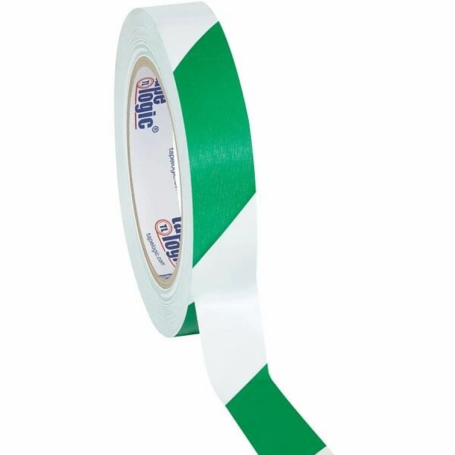 Tape * | Tape Logic Striped Vinyl Safety Tapes Tape Logic 1 X 36 Yds. Striped Vinyl Safety Tape, Green/White, 3/Pack