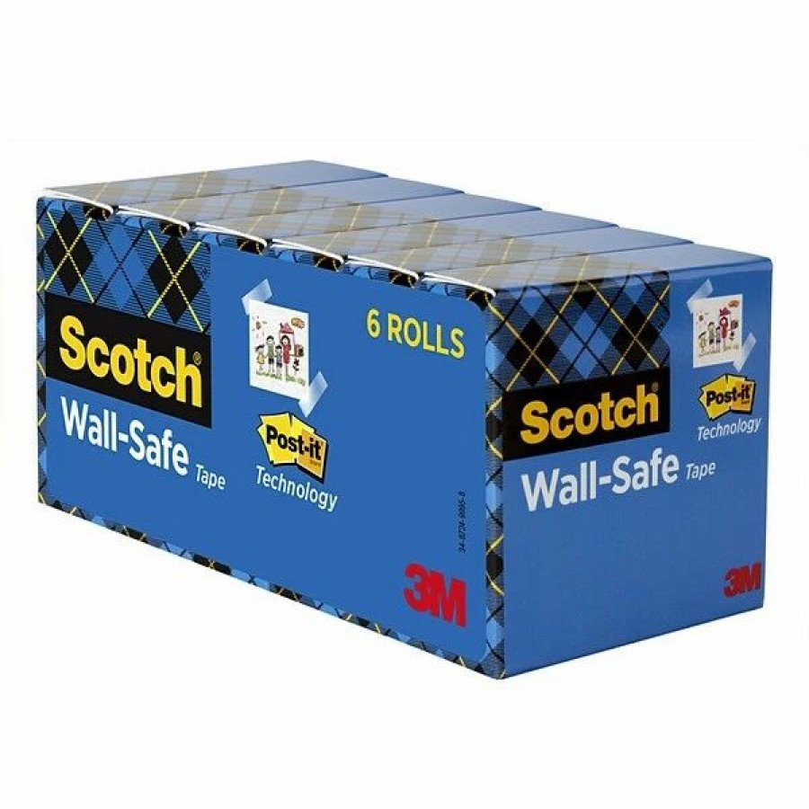 Tape * | Clear Tape Scotch Wall-Safe Tape, 3/4 X 22.22 Yds., 6 Rolls/Pack (813S6)