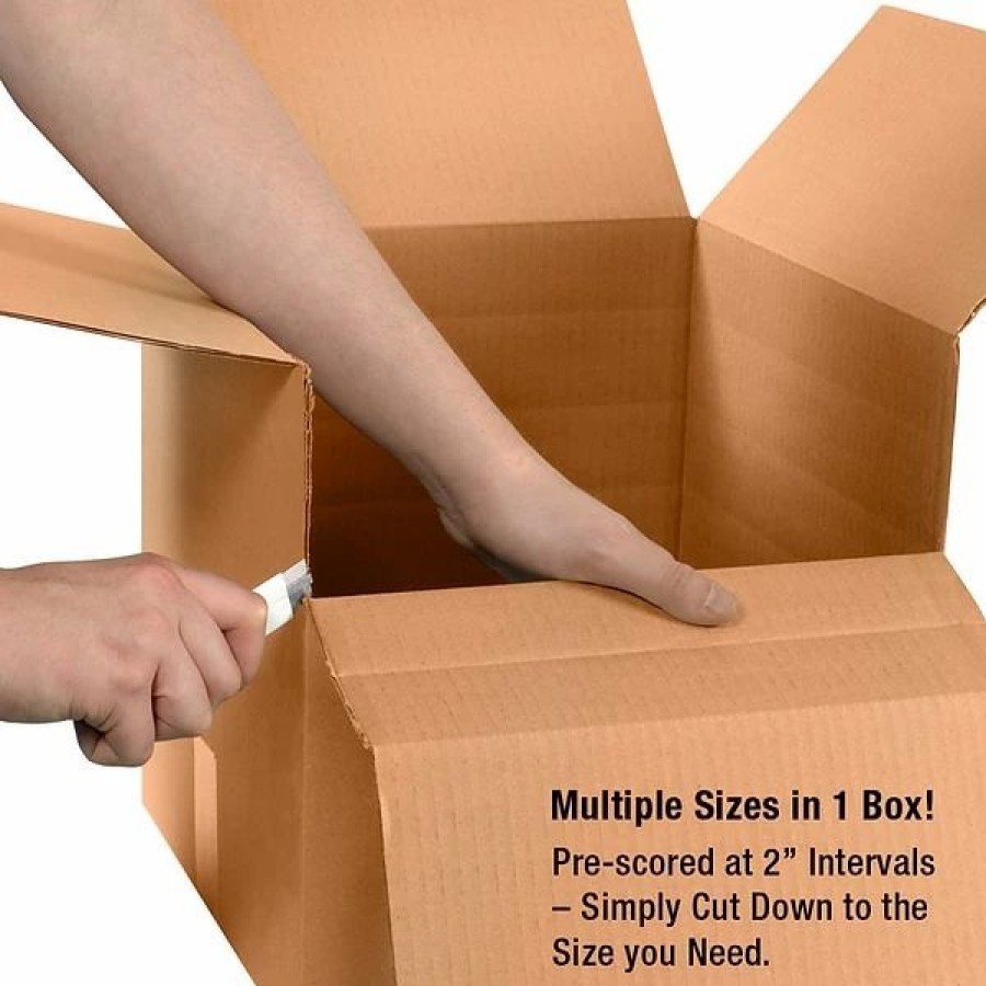 Corrugated Boxes & Pads * | Corrugated Boxes; 26 Length Si Products 26 X 20 X 12 Multi-Depth Shipping Boxes, 200#/Ect-32 Mullen Rated Corrugated, Pack Of 10, (Md262012)