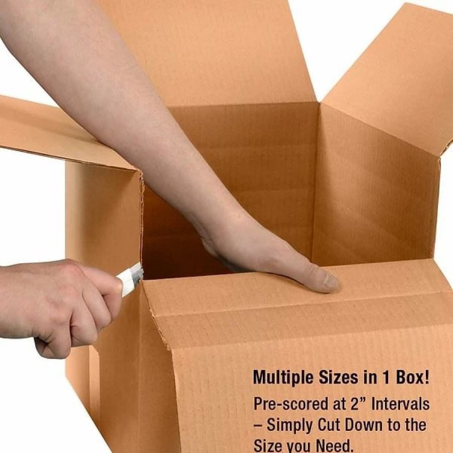 Corrugated Boxes & Pads * | Corrugated Boxes; 24 Length Si Products 24 X 16 X 12 Multi-Depth Shipping Boxes, 200#/Ect-32 Mullen Rated Corrugated, Pack Of 15, (Md241612)