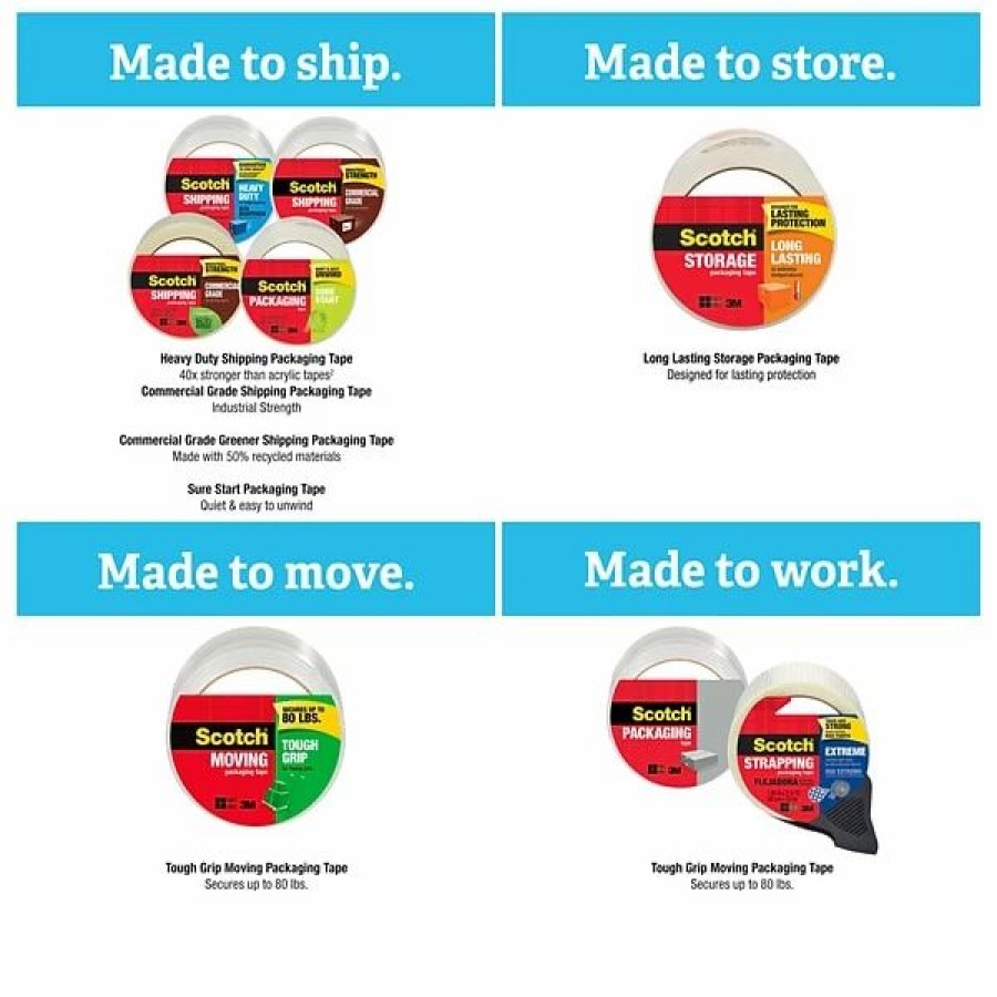 Packing Tape & Dispensers * | Packaging Tape Scotch Long Lasting Storage Packing Tape, Clear, 1.88 X 54.6 Yds., 4 Rolls (3650-4)