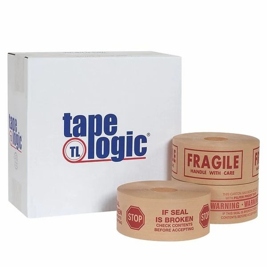 Packing Tape & Dispensers * | Paper Tape Tape Logic #7500 Pre-Printed Reinforced Water Activated Tape, "Warning", 3 X 450 , Kraft, 10/Case (T9077500P)