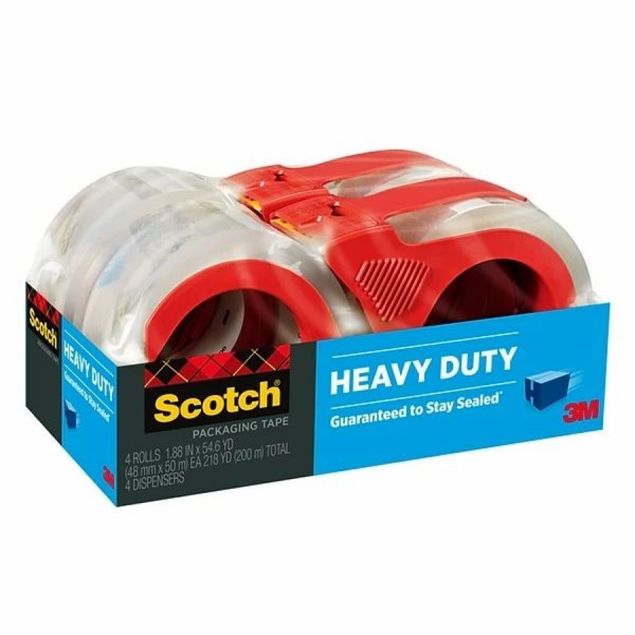 Packing Tape & Dispensers * | Acrylic Tape Scotch Heavy Duty Shipping Packing Tape With Dispensers, 1.88 X 54.6 Yds., Clear, 4 Rolls (3850-4Rd)