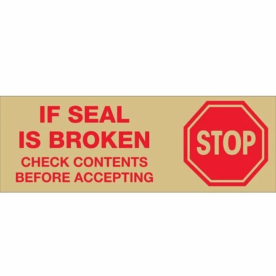 Filing Accessories * | Shipping Tags & Seals Tape Logic 2 Pre Printed "Stop If Seal Is Broken" Carton Sealing Tape, Red On Tan, 6/Pack