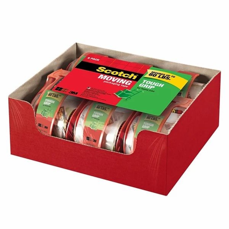 Packing Tape & Dispensers * | Tape Dispenser W Tape Scotch Tough Grip Moving Packaging Tape, 1.88 In. X 22.2 Yds., 6/Pack (150-6)