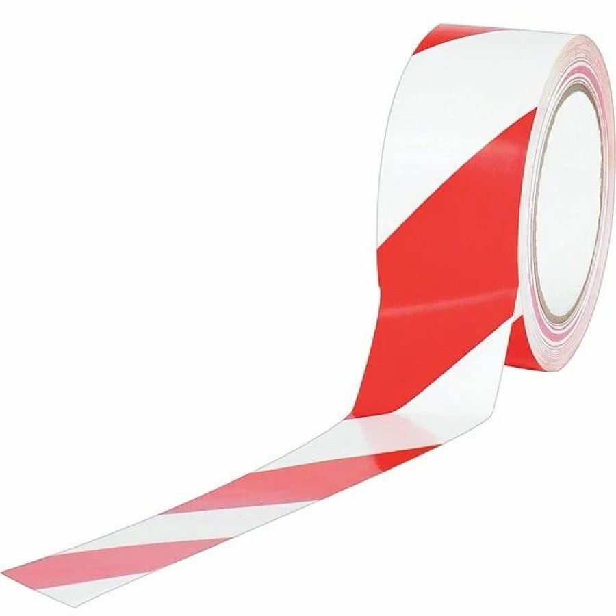 Tape * | The Packaging Wholesalers Industrial Vinyl Safety Tape, Red/Whitestriped, 2 X 36Yds., 24/Case