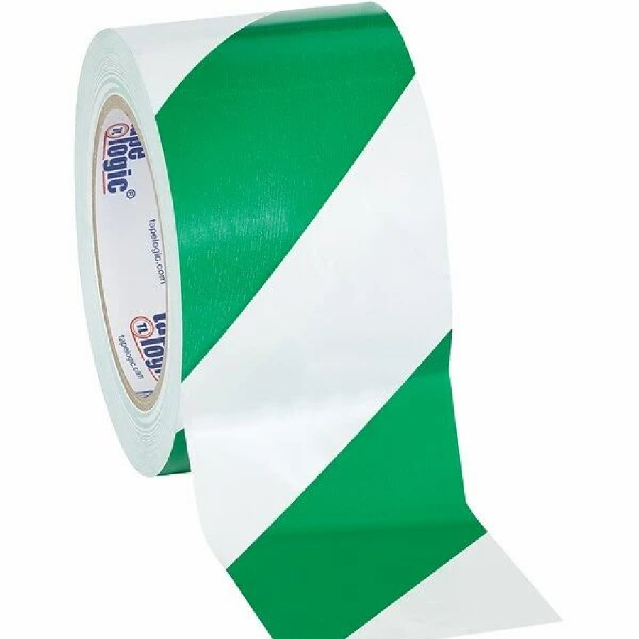 Tape * | Tape Logic Striped Vinyl Safety Tapes Tape Logic 3 X 36 Yds. Striped Vinyl Safety Tape, Green/White, 3/Pack