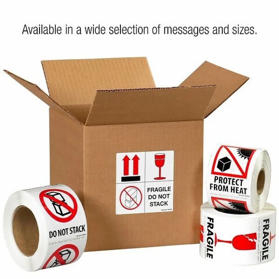 Filing Accessories * | Labels Tape Logic Fragile (Glass) Shipping Label, 3 X 4 , 500/Roll