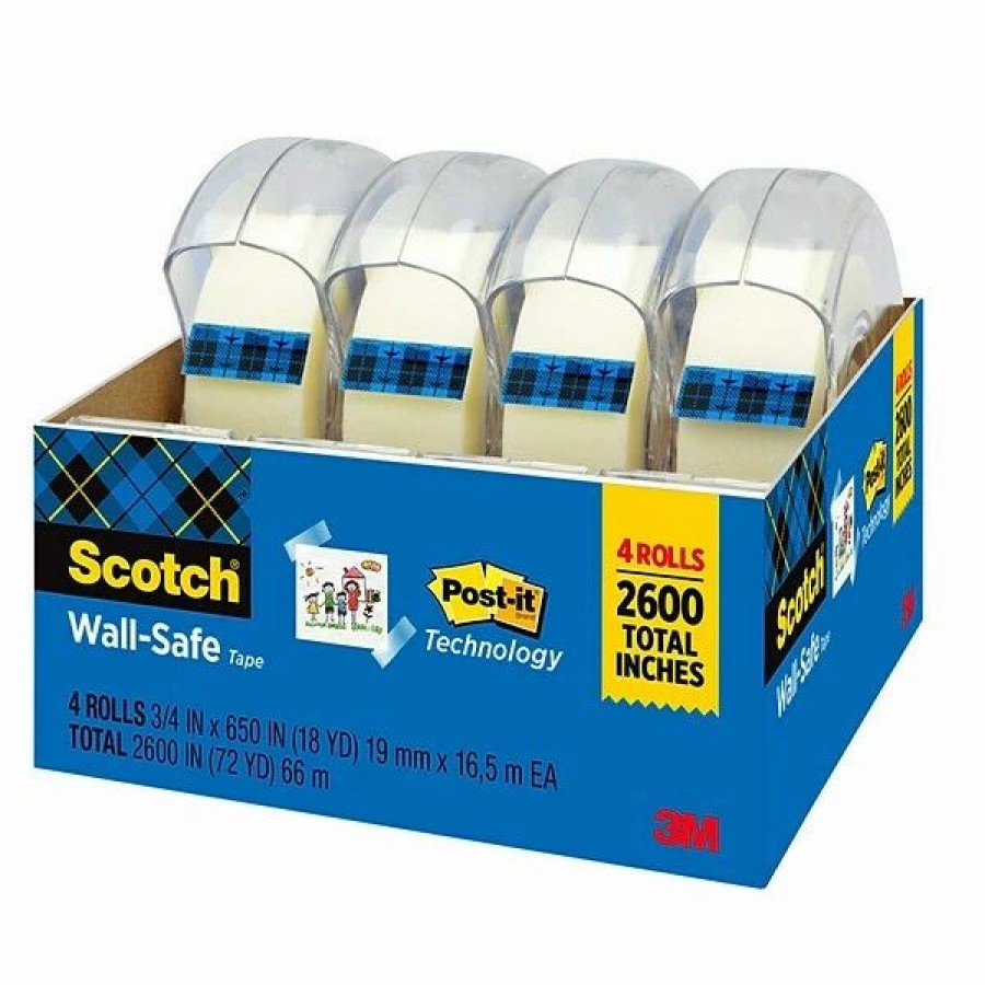 Tape * | Clear Tape Scotch Wall-Safe Tape, 3/4 X 18.05 Yds., 4 Rolls/Pack (4183)