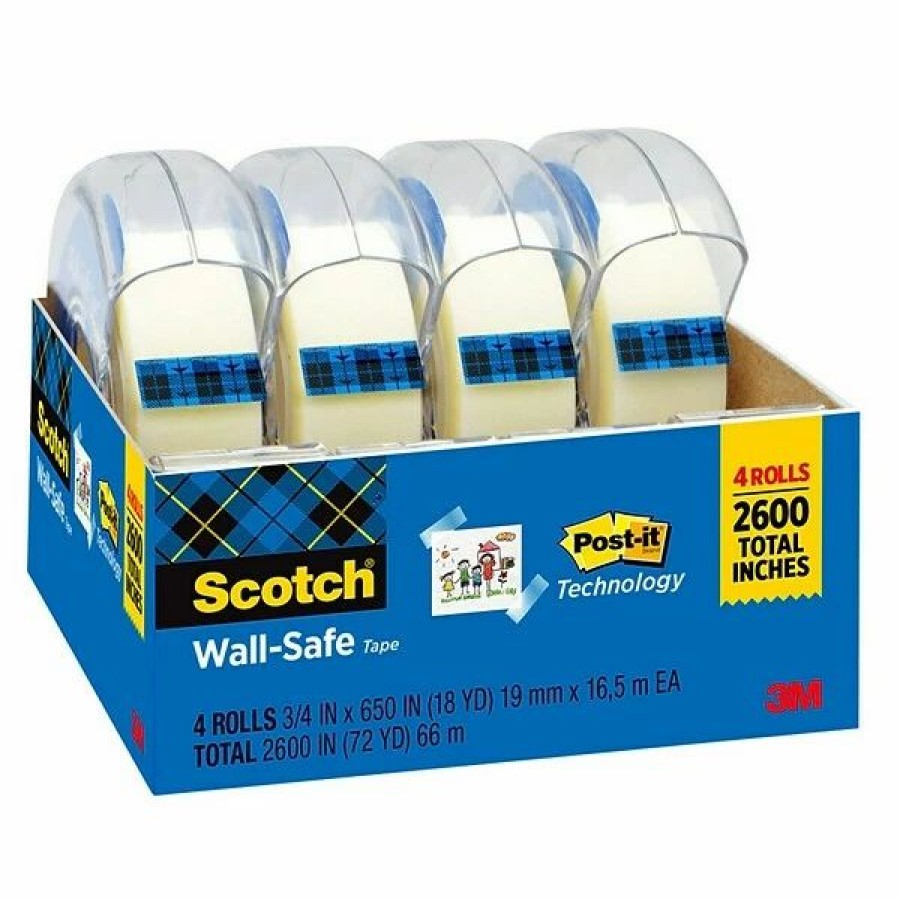 Tape * | Clear Tape Scotch Wall-Safe Tape, 3/4 X 18.05 Yds., 4 Rolls/Pack (4183)