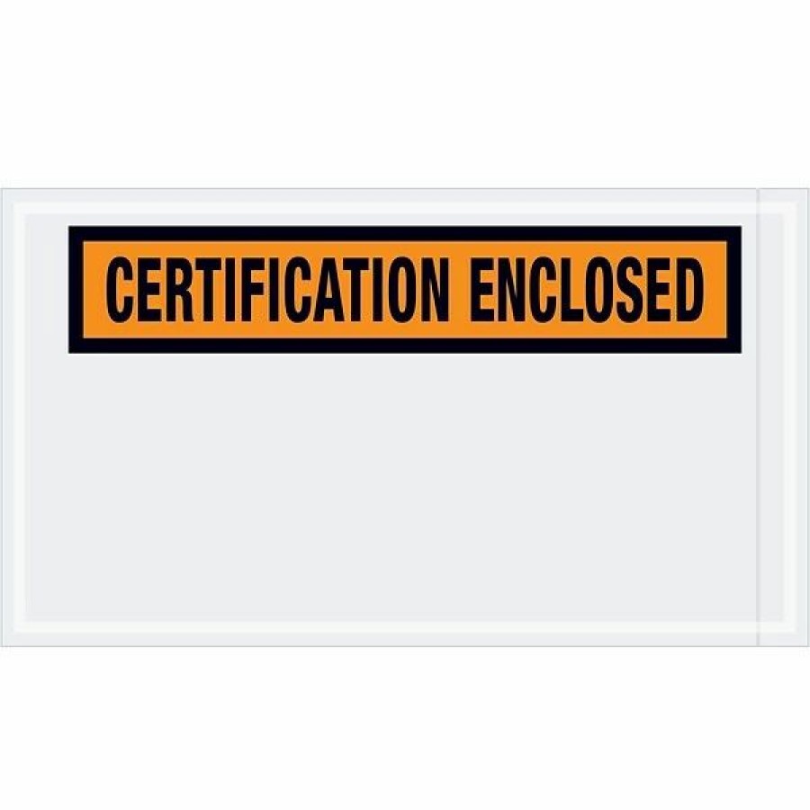 Filing Accessories * | Packing List Envelopes Tape Logic "Certification Enclosed" Envelopes, 5 1/2 X 10 , Orange, 1000/Case (Pl439)