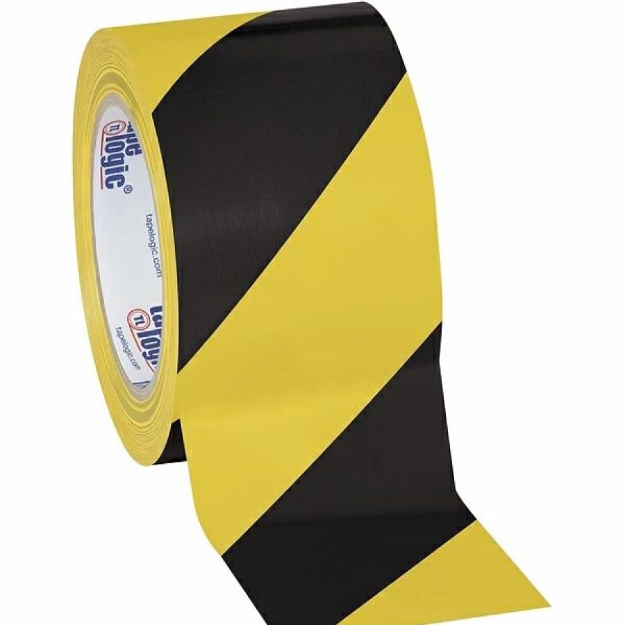 Tape * | Tape Logic Striped Vinyl Safety Tapes Tape Logic 3 X 36 Yds. Striped Vinyl Safety Tape, Black/Yellow, 3/Pack