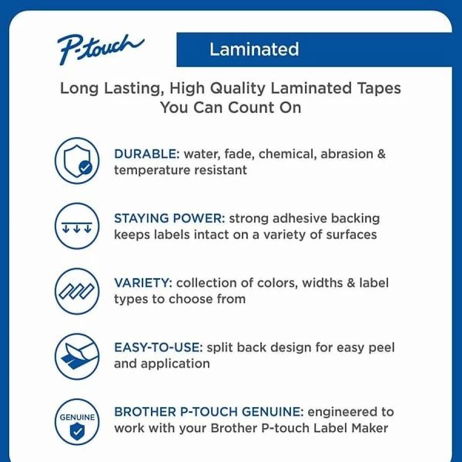 Label Maker Tapes & Printer Labels * | Brother Label Maker Tapes Brother Genuine P-Touch Tze-231 Laminated Label Maker Tape, 1/2 W, Black On White, 2/Pack