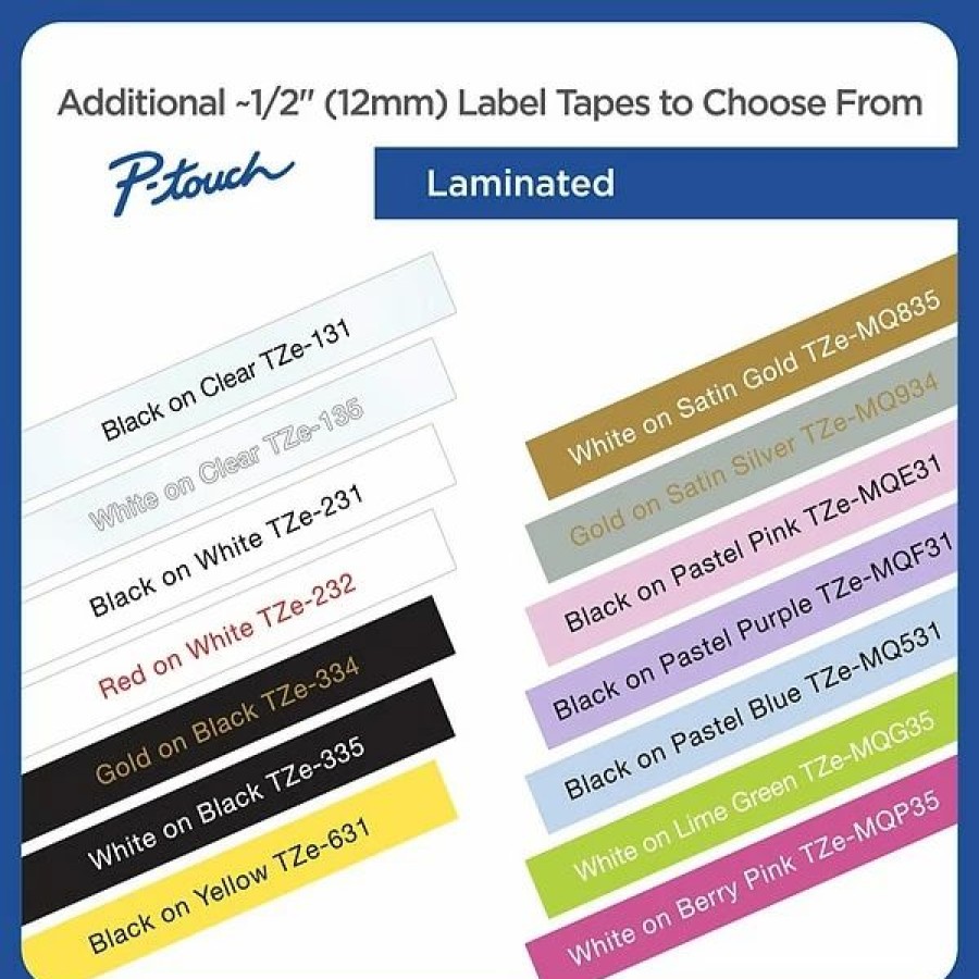 Label Maker Tapes & Printer Labels * | Brother Label Maker Tapes Brother Genuine P-Touch Tze-231 Laminated Label Maker Tape, 1/2 W, Black On White, 2/Pack