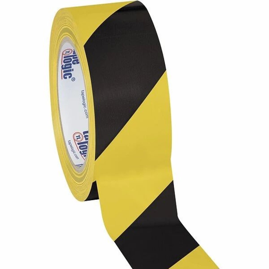 Tape * | Tape Logic Striped Vinyl Safety Tapes Tape Logic 2 X 36 Yds. Striped Vinyl Safety Tape, Black/Yellow, 3/Pack