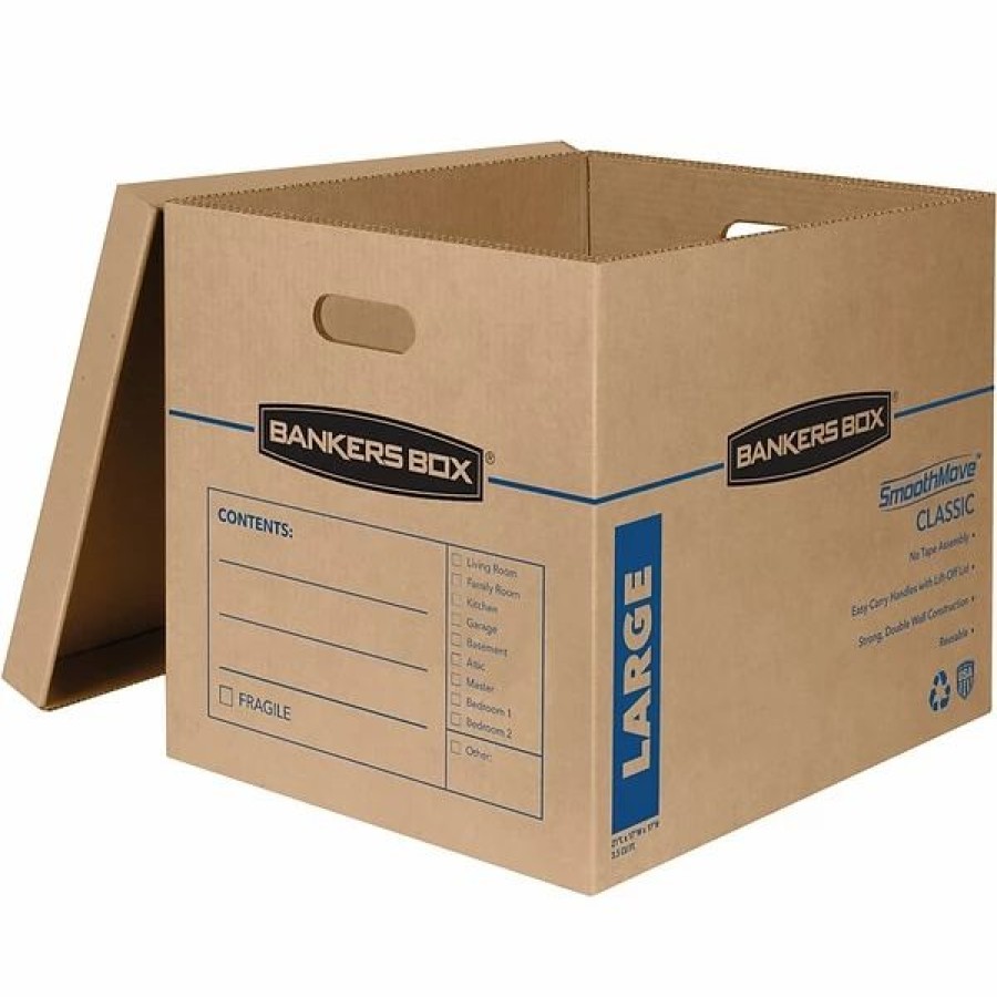 Filing Accessories * | Bankers Box File Storage Bankers Box Smoothmove Classic Moving Boxes, Kraft/Blue, 2/Pack (7718203)