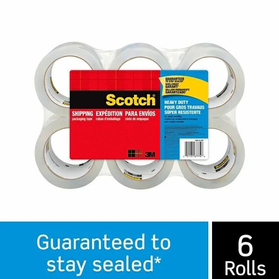 Packing Tape & Dispensers * | Hot Melt Tapes Scotch Heavy-Duty Shipping Packing Tape, 1.88 X 54.6 Yds., Clear, 6 Rolls (3850-6-Esf)