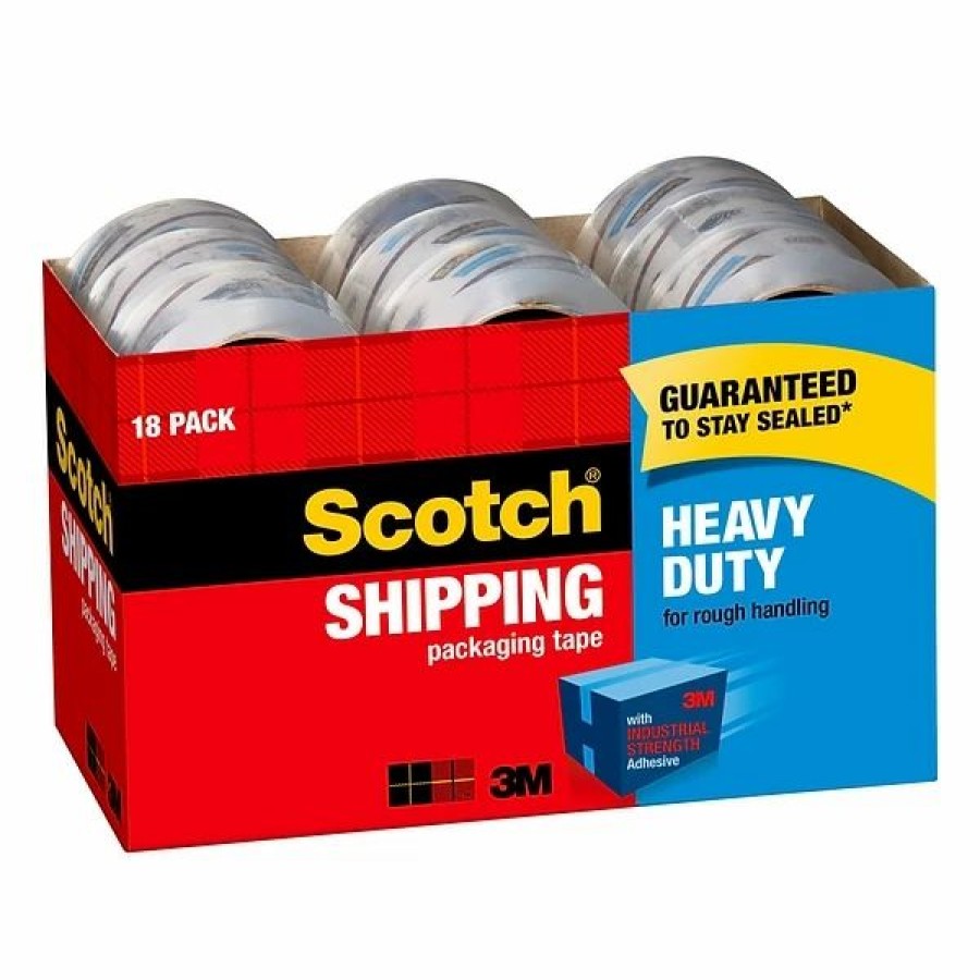 Packing Tape & Dispensers * | Hot Melt Tapes Scotch Heavy-Duty Shipping Packing Tape, 1.88 W X 54.6 Yards, Clear, 18 Rolls (3850-18Cp)