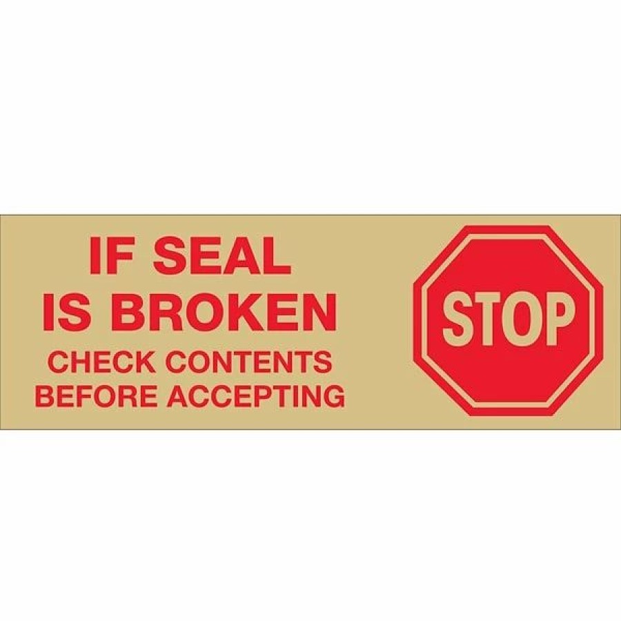 Tape * | Security Tape Tape Logic 2 Pre Printed "Stop If Seal Is Broken" Carton Sealing Tape, Red On Tan, 18/Pack