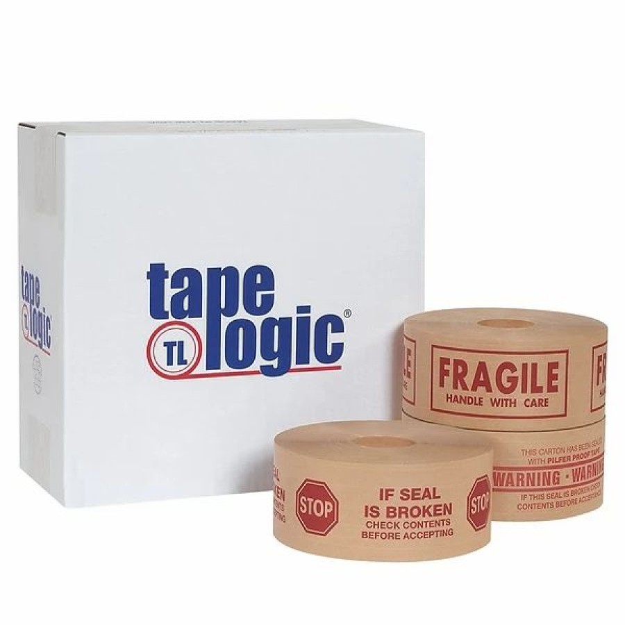 Packing Tape & Dispensers * | Paper Tape Tape Logic #7500 Pre-Printed Reinforced Water Activated Tape, "Stop", 3 X 450 , Kraft, 10/Case (T9077500Ra)