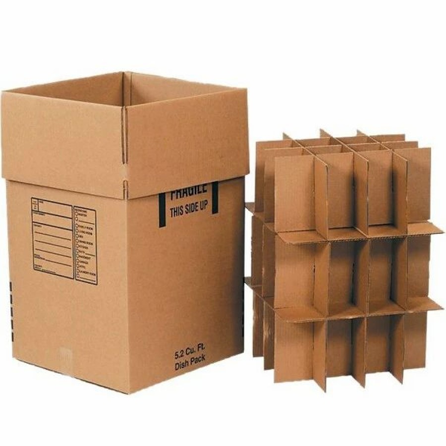 Corrugated Boxes & Pads * | Corrugated Boxes; 28 Length Si Products Dish Pack Moving Kit, Kraft, 5/Bundle (Bsdishpack)