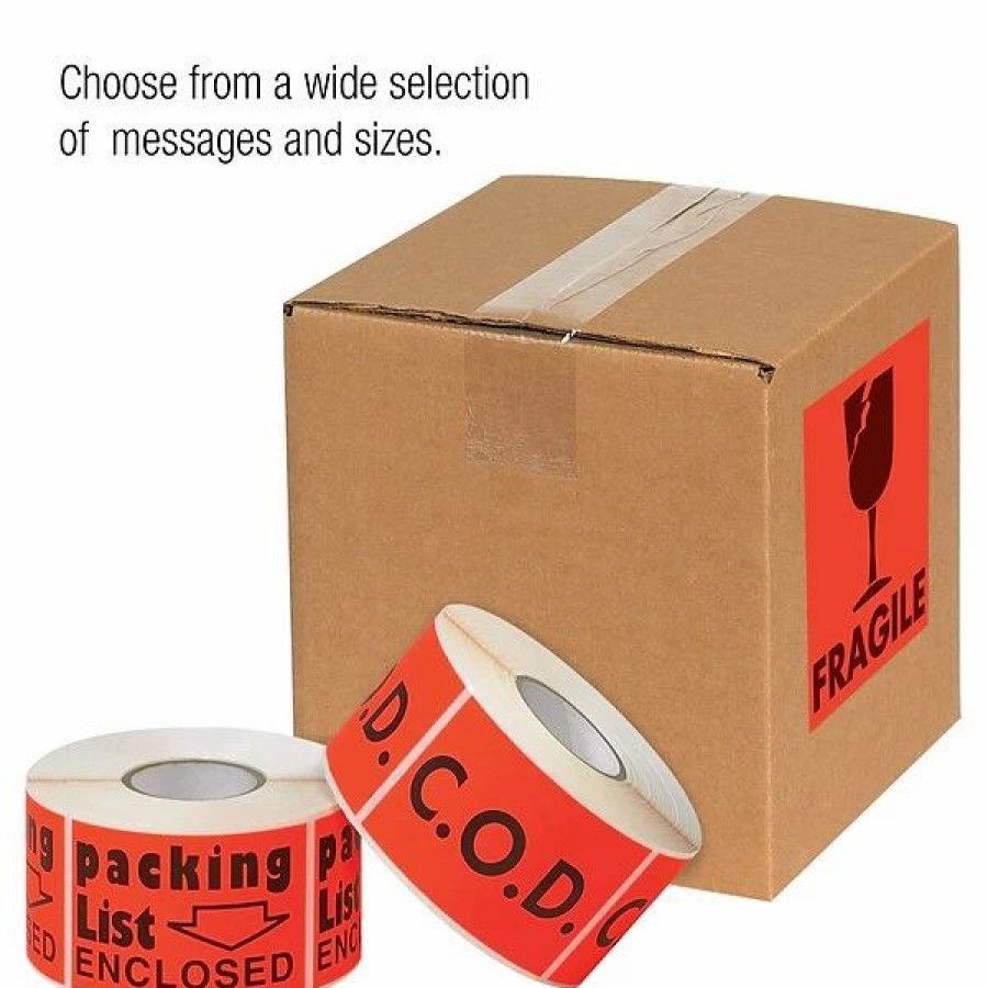 Filing Accessories * | Quill Brand "Fragile Handle With Care" Labels, Red/Black, 3 X 2 , 500/Rl