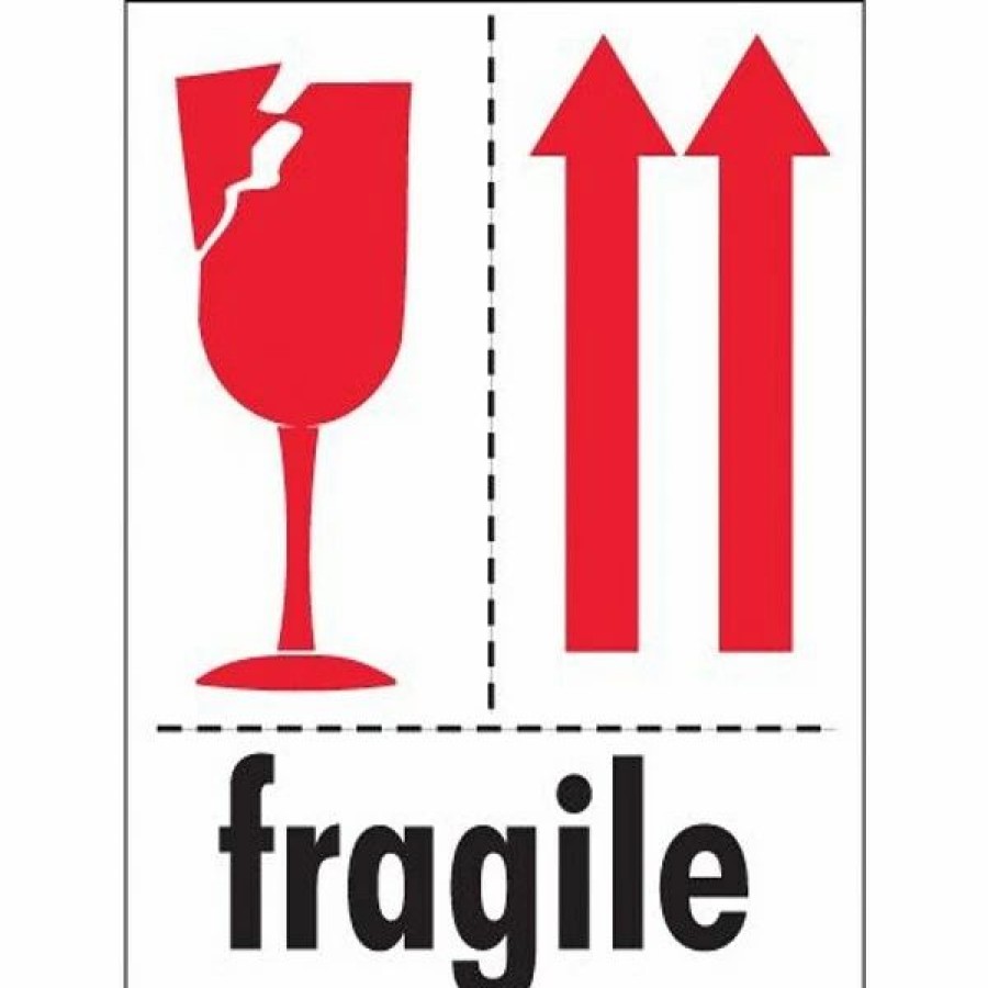 Filing Accessories * | The Packaging Wholesalers Tape Logic Labels, "Fragile", 3 X 4 , Red/White/Black, 500/Roll (Ipm319)