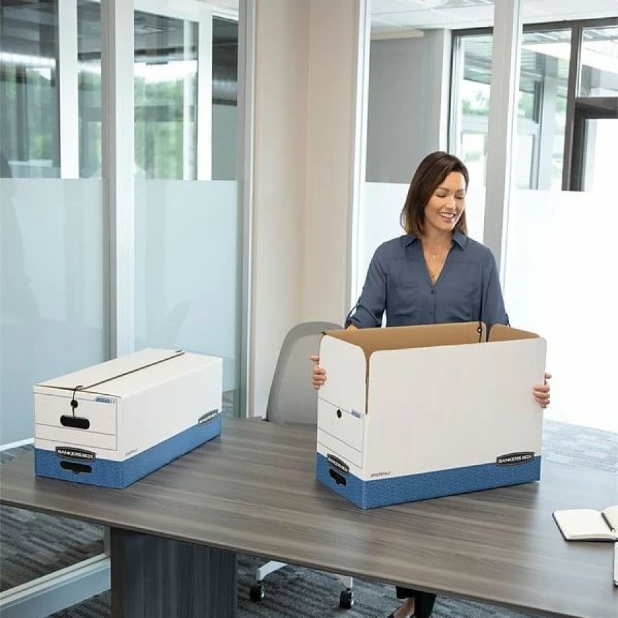 Filing Accessories * | Bankers Box Bankers Box Liberty Heavy-Duty Corrugated File Storage Boxes, String & Button, Letter Size, White/Blue, 12/Carton (00011)