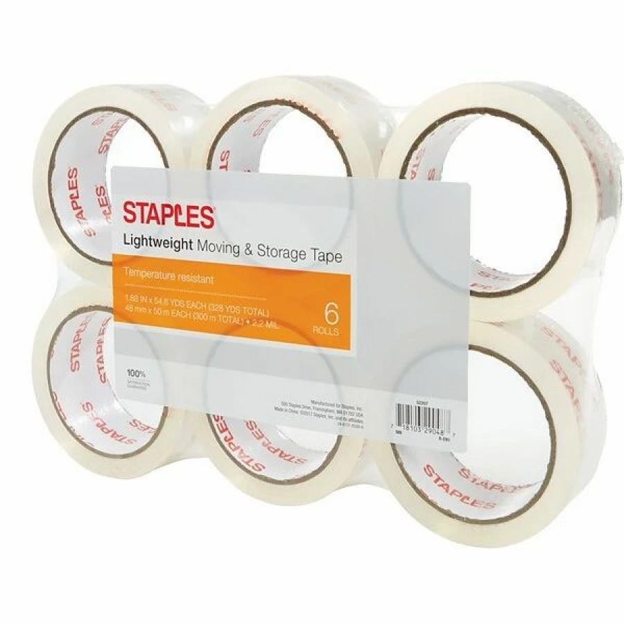 Packing Tape & Dispensers * | Staples Acrylic Tape Lightweight Moving And Storage Packing Tape, 1.88 X 54.6 Yds, Clear, 6/Pack (St-A22-6)