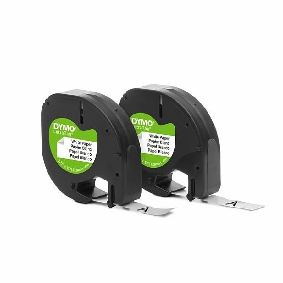 Label Maker Tapes & Printer Labels * | Dymo Labelmaker Tapes Dymo Letratag 10697 Label Maker Tapes, 0.5 W, Black On White, 2/Pack