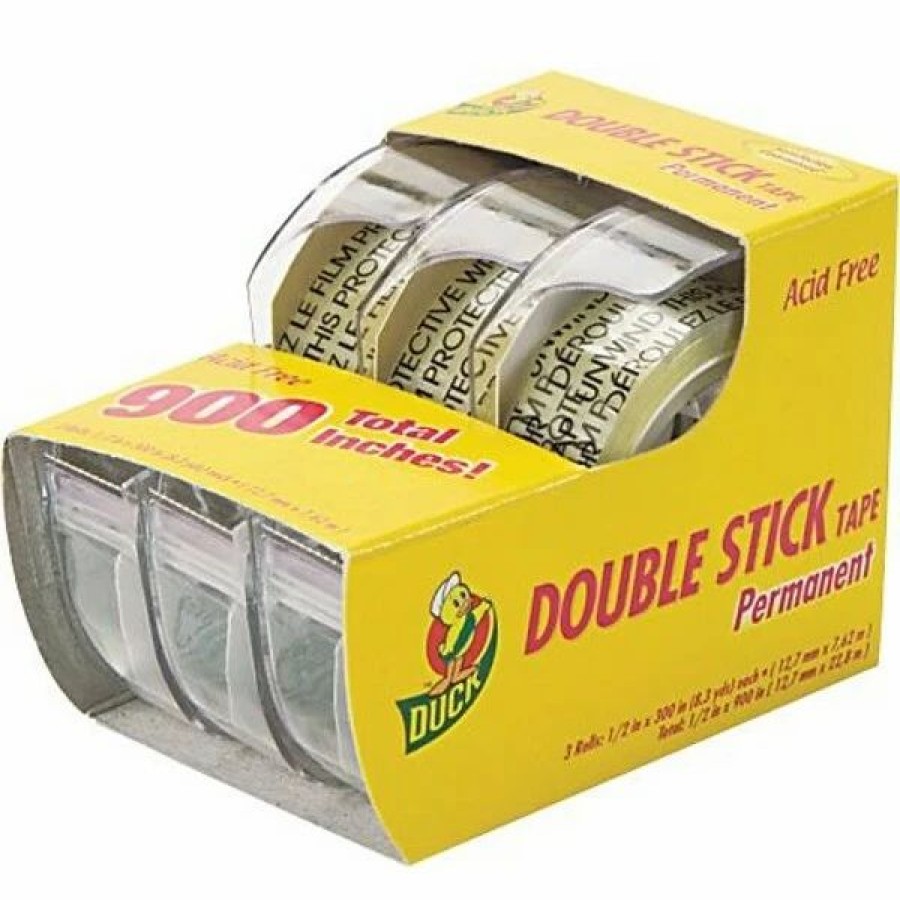 Tape * | Double Sided Clear Tape Duck 1/2 X 8 1/3 Yds. Permanent Double Stick Tape, Clear, 3/Pack