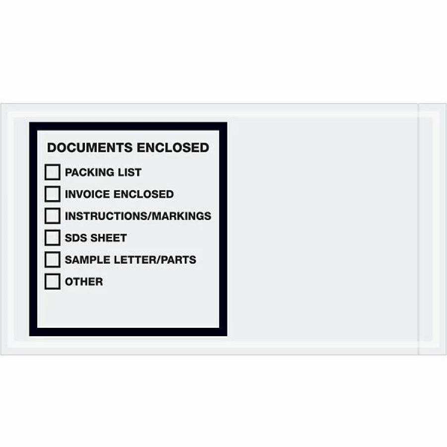 Filing Accessories * | Packing List Envelopes Tape Logic Transportation Envelopes, "Documents Enclosed", 5 1/2 X 10 , Printed Clear, 1000/Case (Pl496)